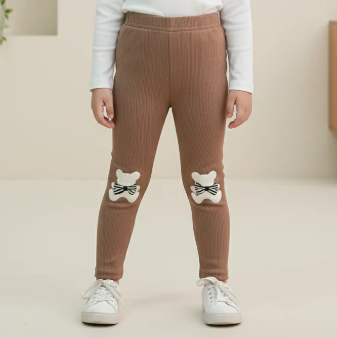 Girls Flexible Velvet Tights Bear Brown - Sunshine - Image 2