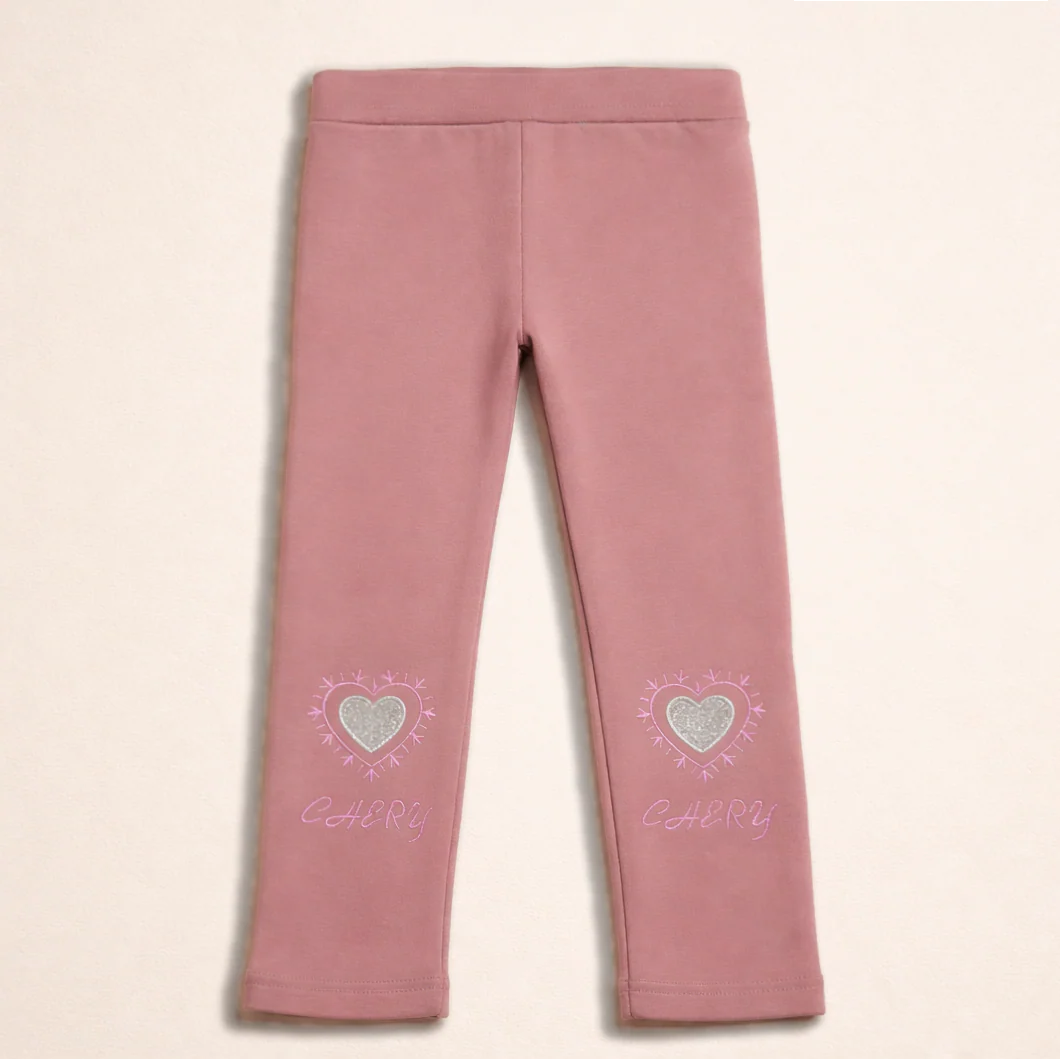 Girls Flexible Velvet Tights Cherry Heart Peach - Sunshine