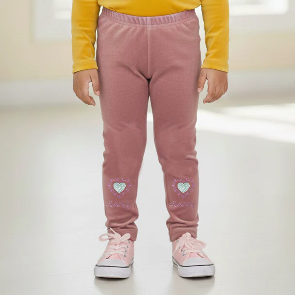Girls Flexible Velvet Tights Cherry Heart Peach - Sunshine - Image 2