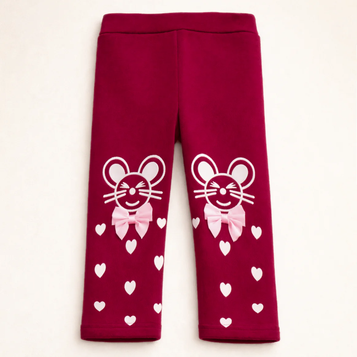 Girls Flexible Velvet Tights Mickey Maroon - Sunshine