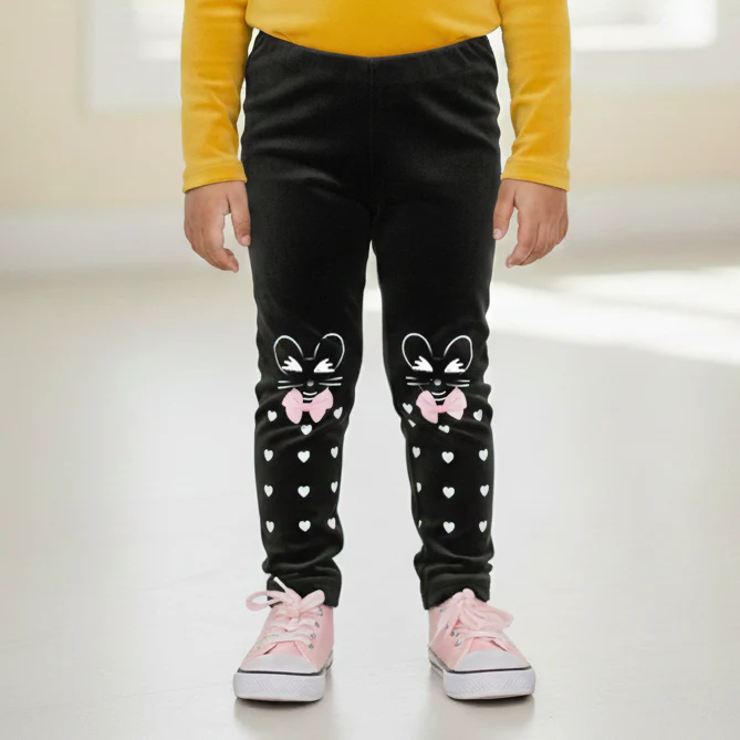 Girls Flexible Velvet Tights Mickey Mouse Black - Sunshine - Image 2
