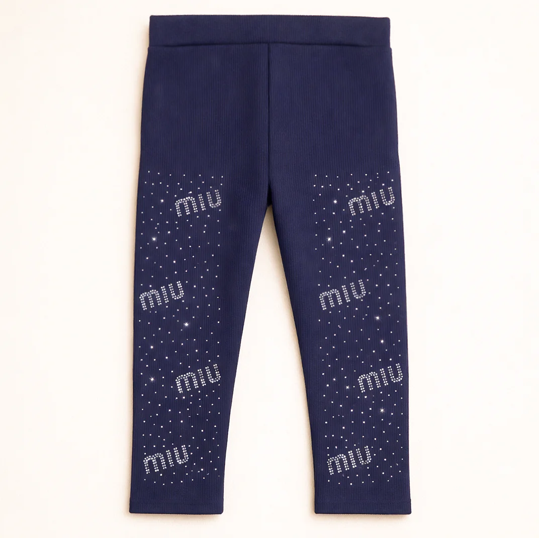 Girls Flexible Velvet Tights Navy Blue - Sunshine