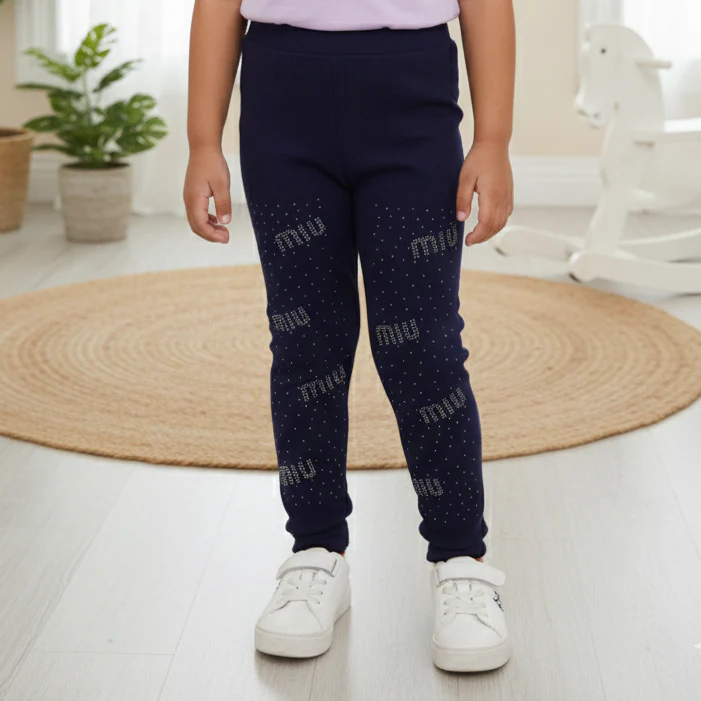 Girls Flexible Velvet Tights Navy Blue - Sunshine - Image 2