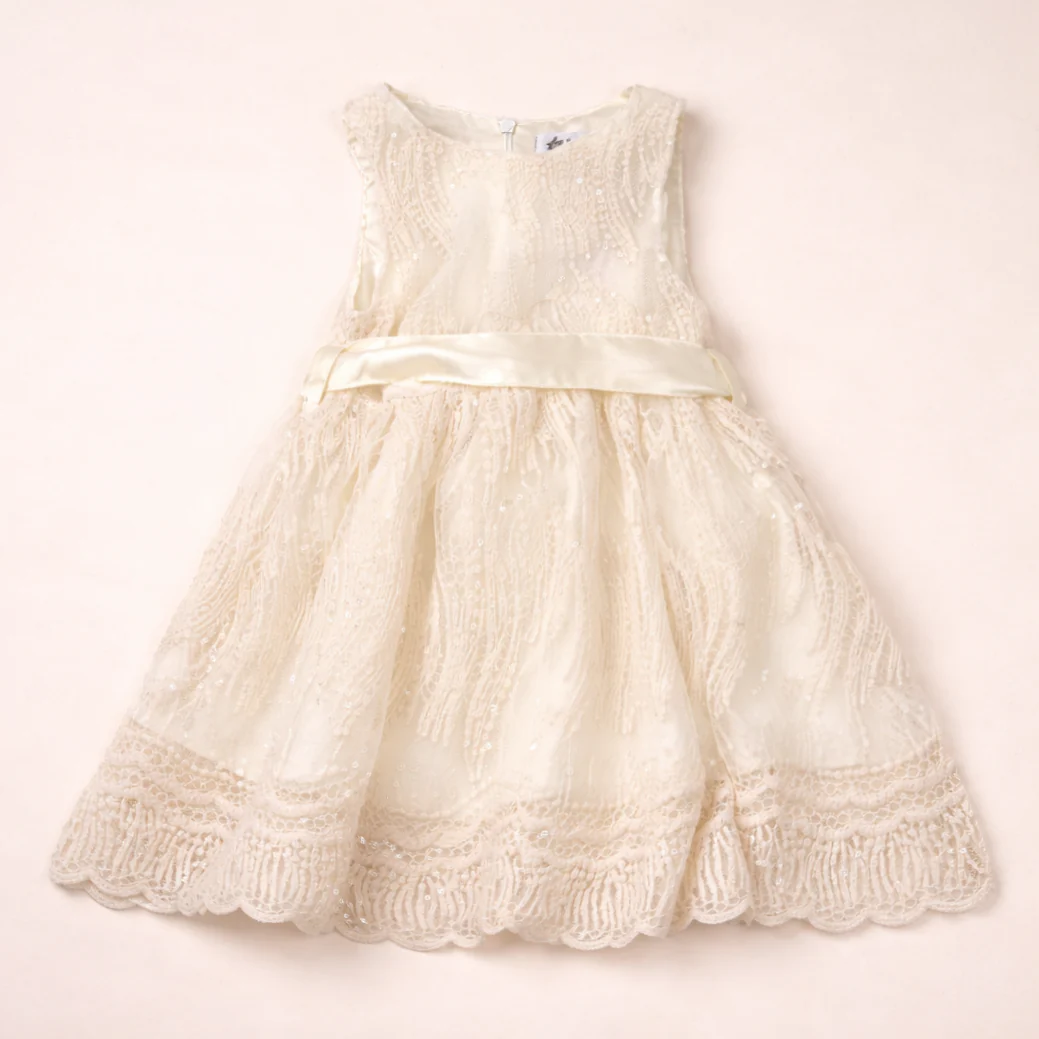 Girls Frock Bow Cream - Oolaa