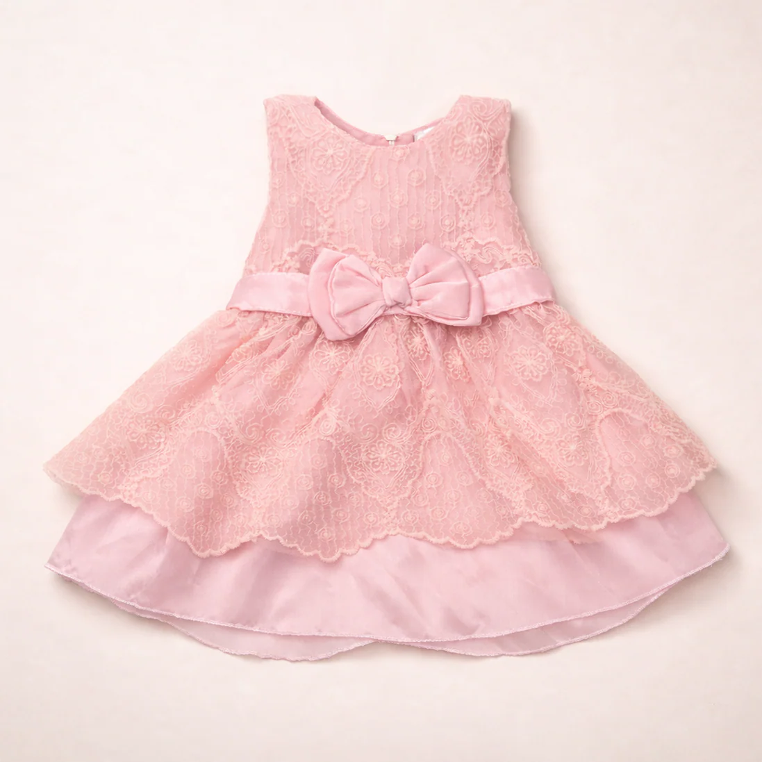 Girls Frock Bow Pink - Oolaa