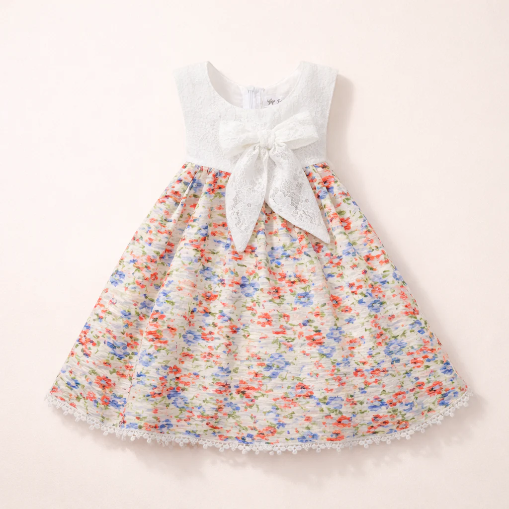 Girls Frock Floral Blue - Oolaa