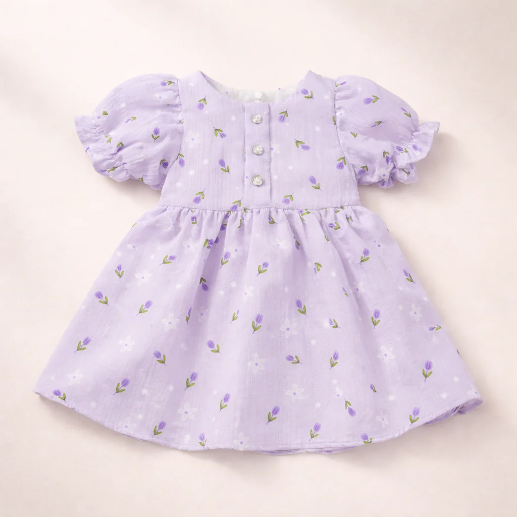 Girls Frock Flower Purple - Oolaa