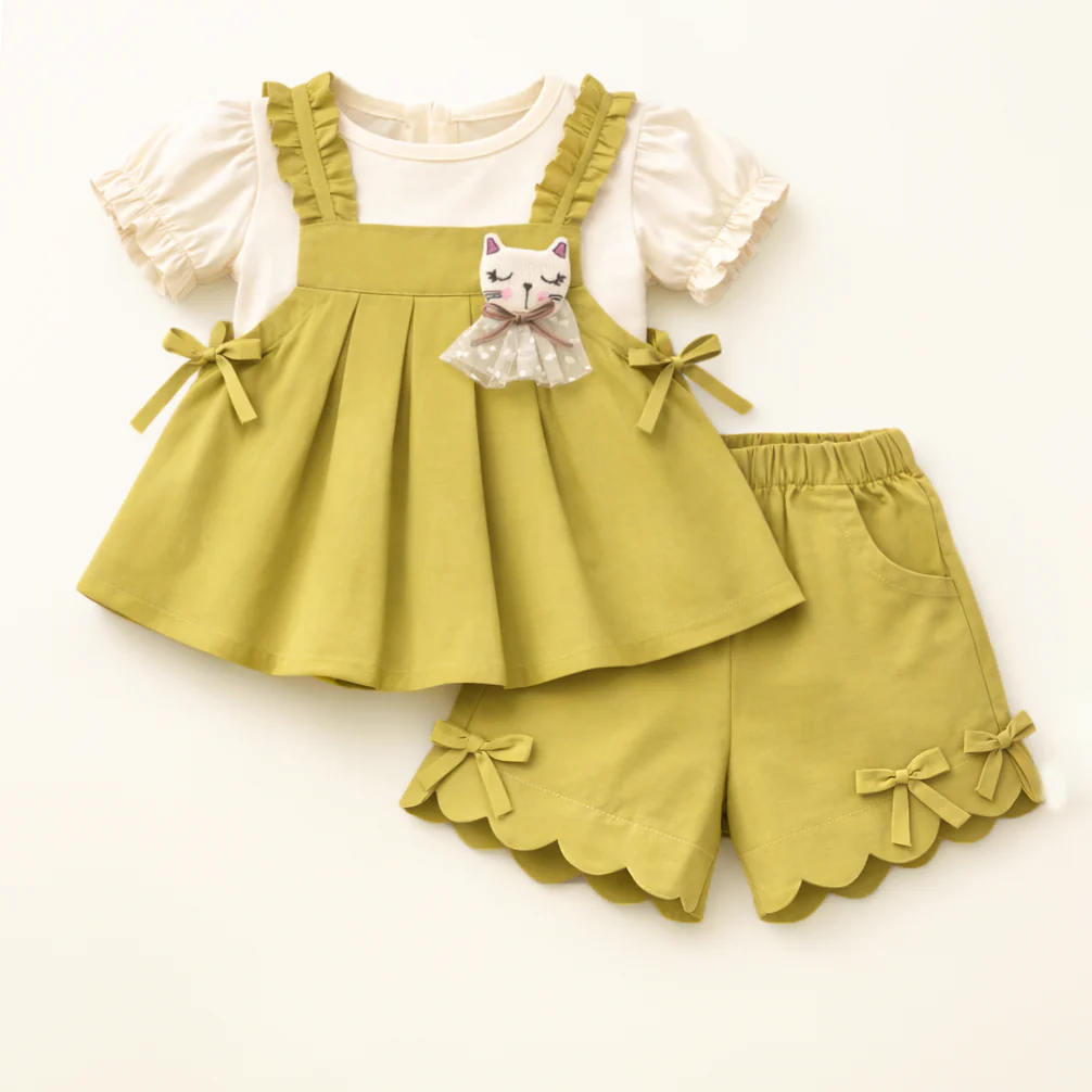 Girls Frock Set Kitty Green - Topse
