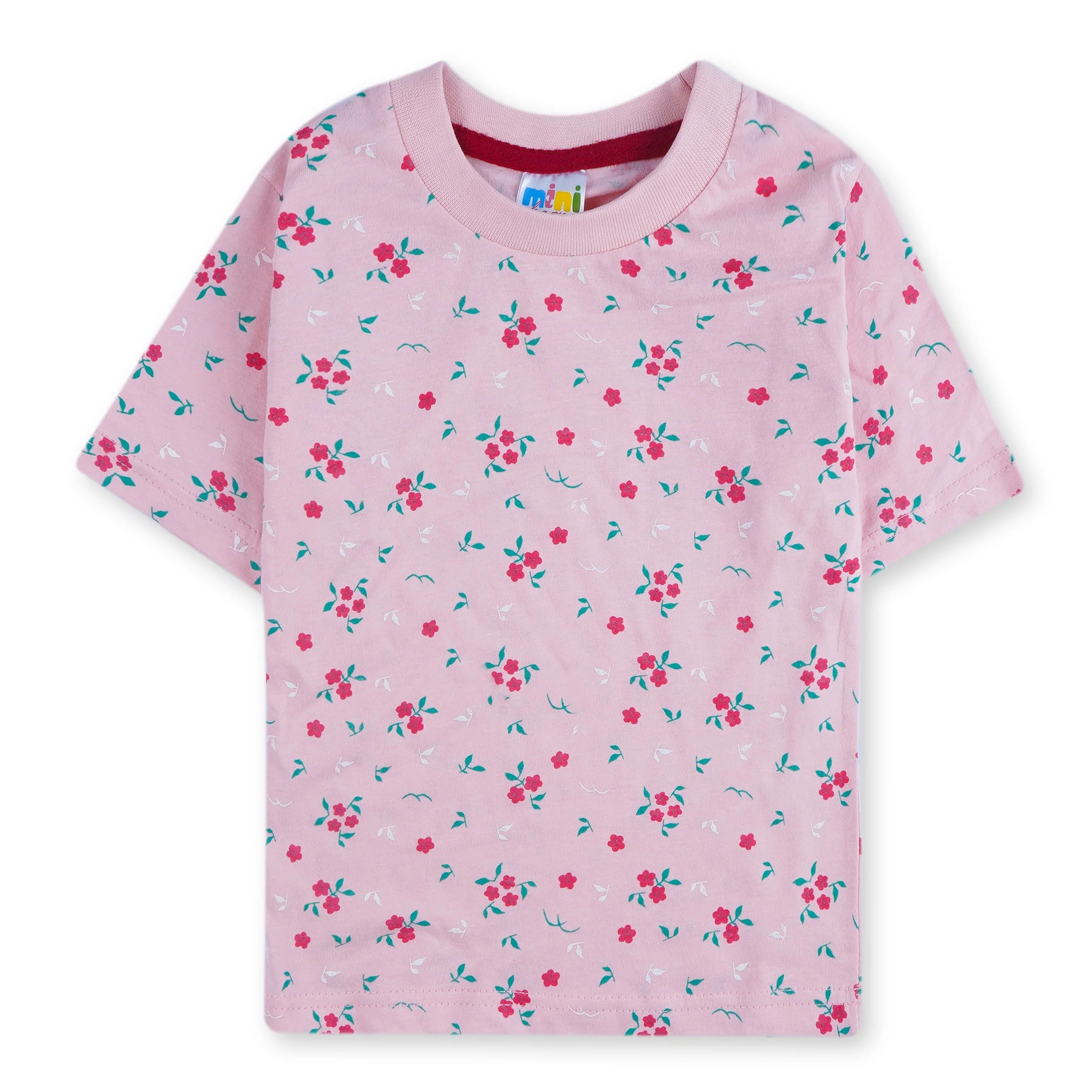 Girls Half-Sleeves T-Shirt & Short Set Flowers Pink - Mini Charm - Image 6