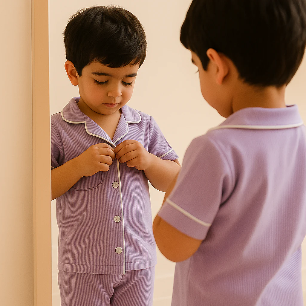 Girls Half-Sleeves Nightwear Pajama Set Purple - Sunshine - Image 3