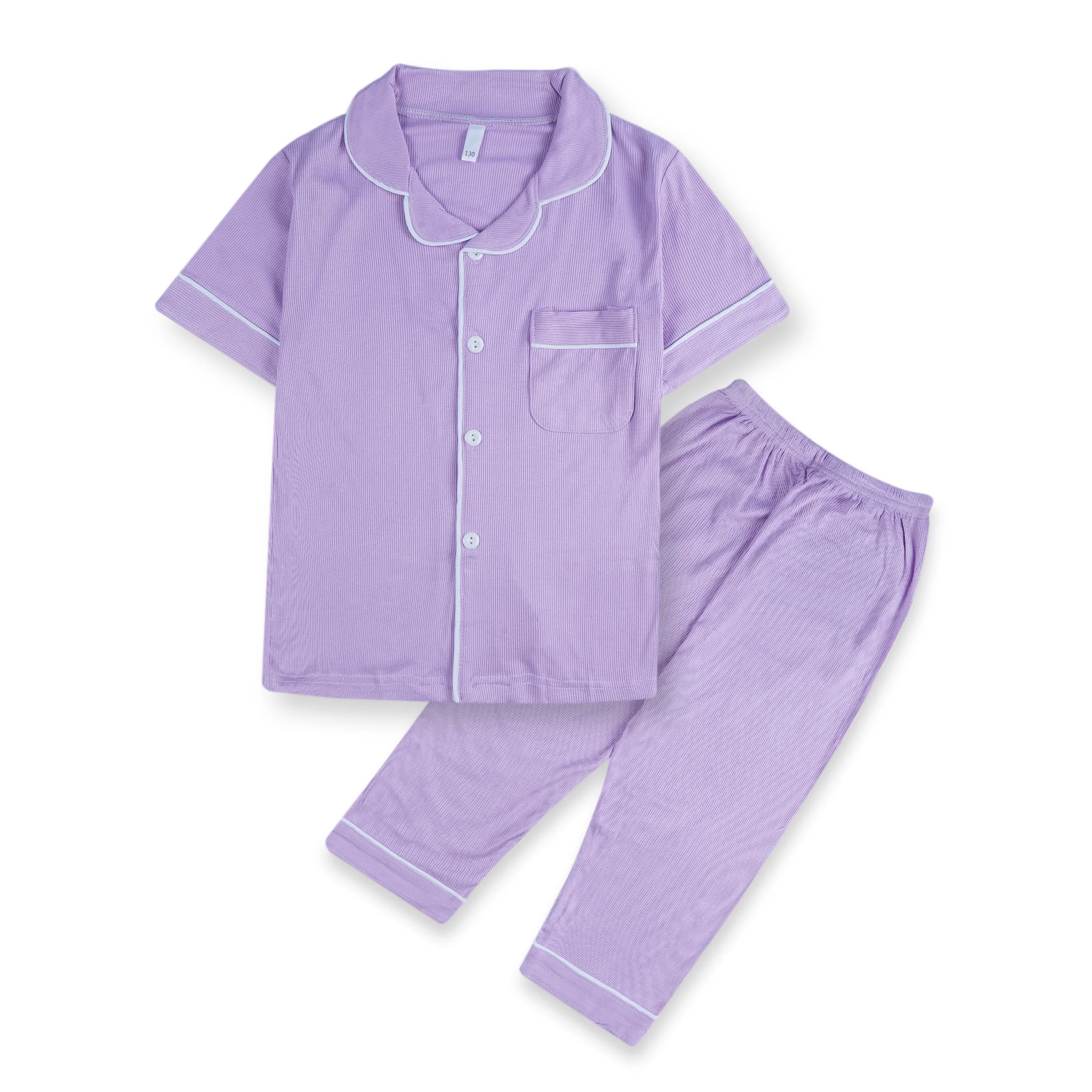 Girls Half-Sleeves Nightwear Pajama Set Purple - Sunshine - Image 4