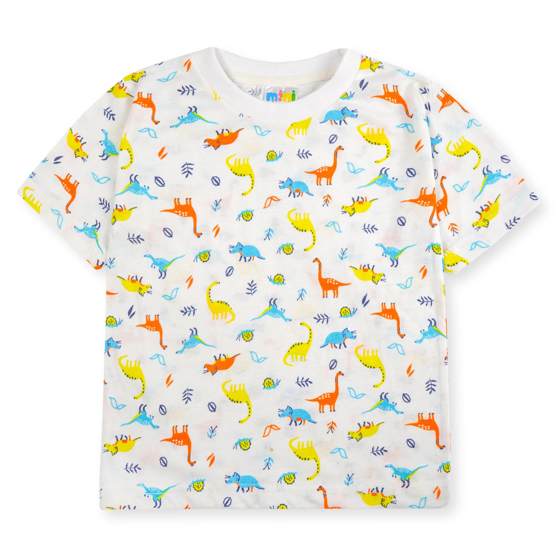 Girls Half-Sleeves T-Shirt & Short Set Dinosaur White - Mini Charm - Image 6