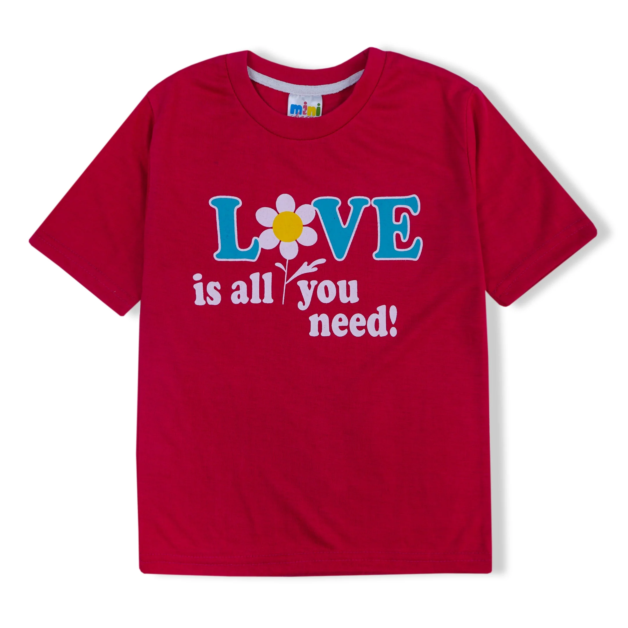 Girls Half-Sleeves T-Shirt & Short Set Love Dark Pink - Mini Charm - Image 6