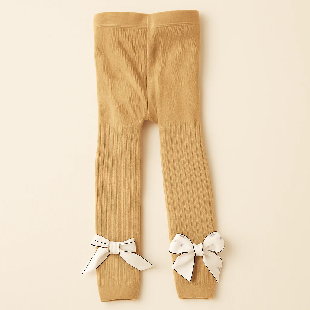Girls Leggings Bow Beige - Sunshine