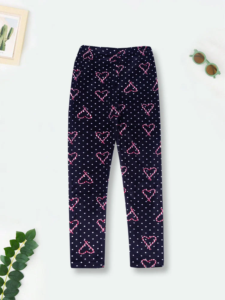 Girls Polyester Tights Hearts Navy Blue - Sunshine