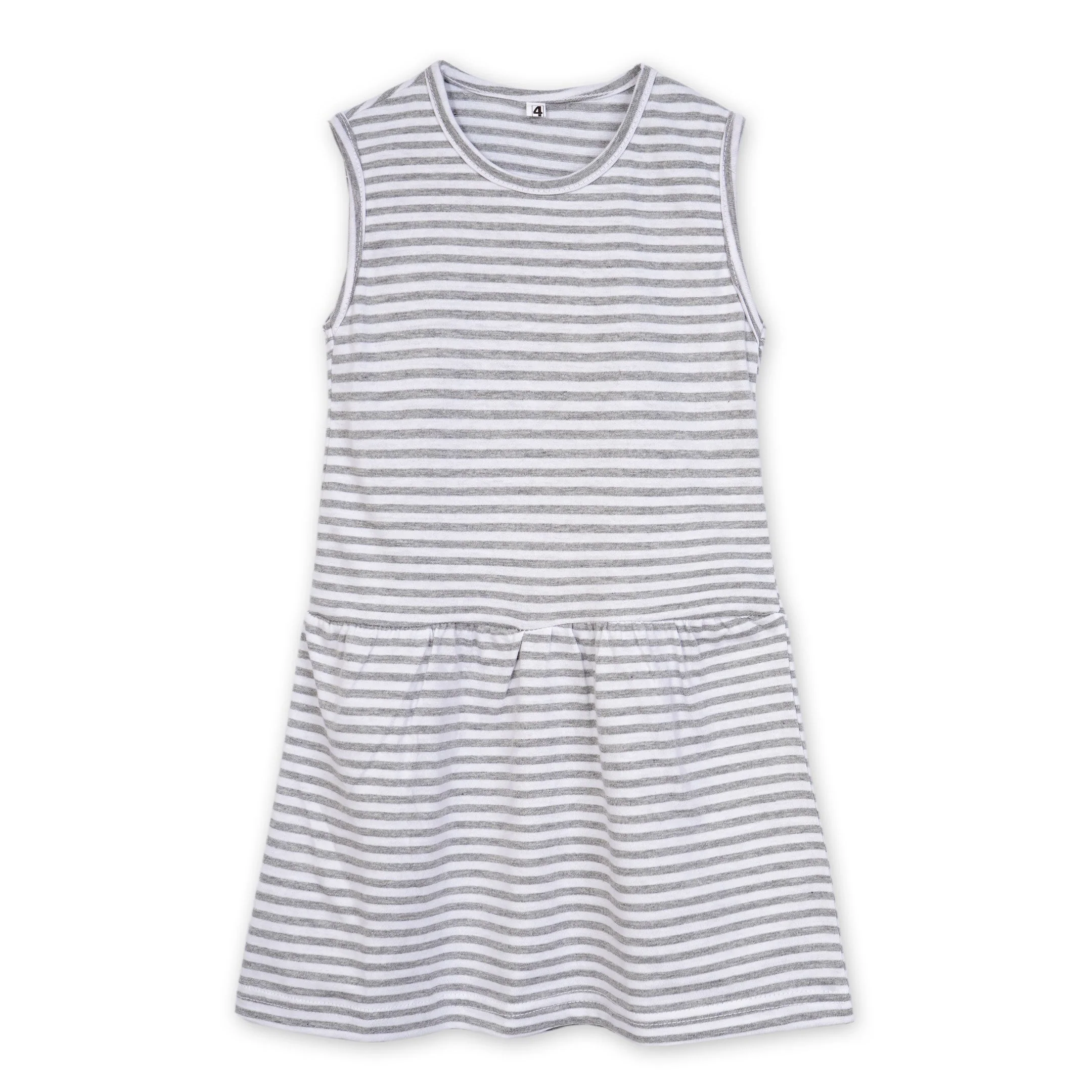 Girls Sleeveless Frock Stripes Grey - Mini Charm - Image 4