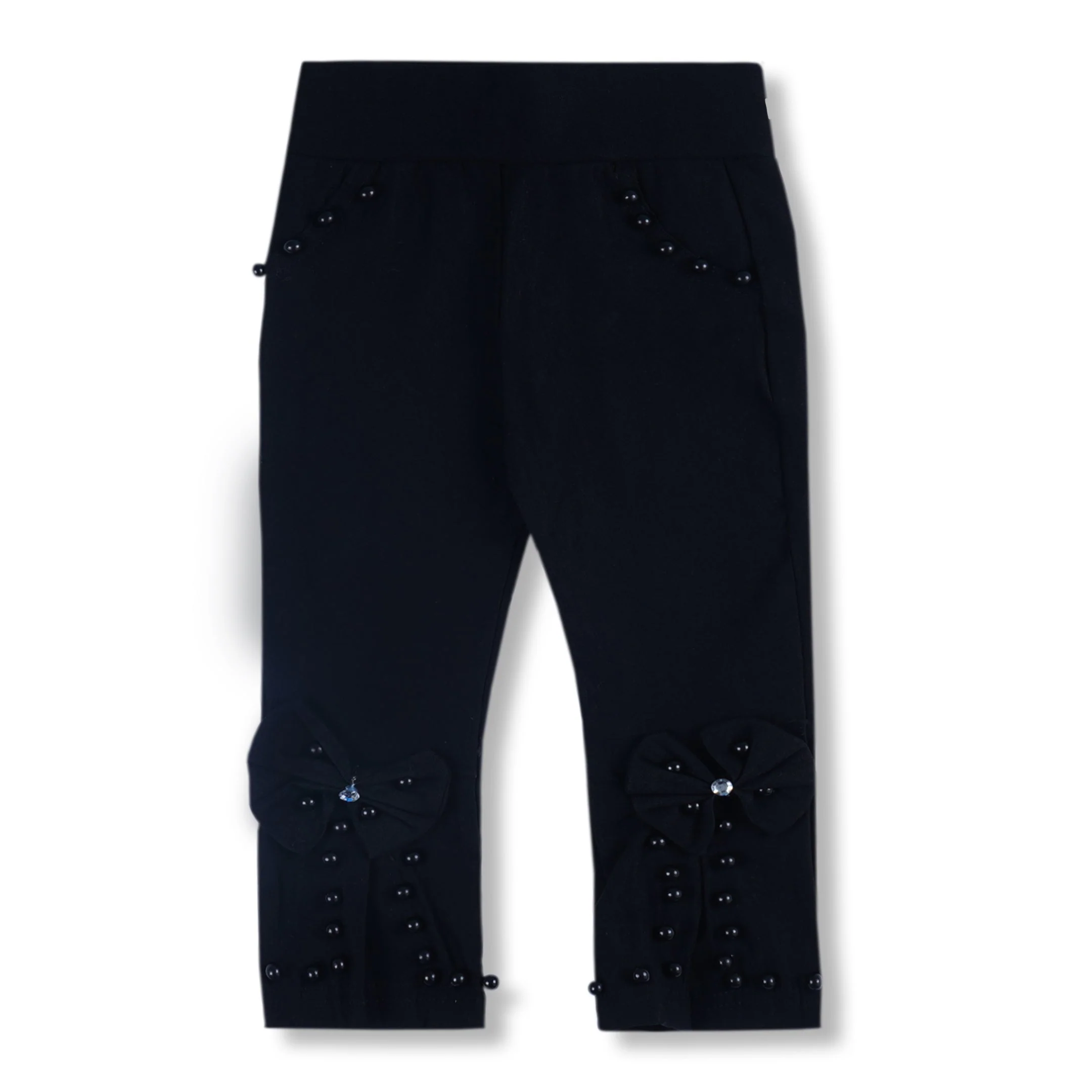 Girls Stretchable Tights Pearls Black - Sunshine