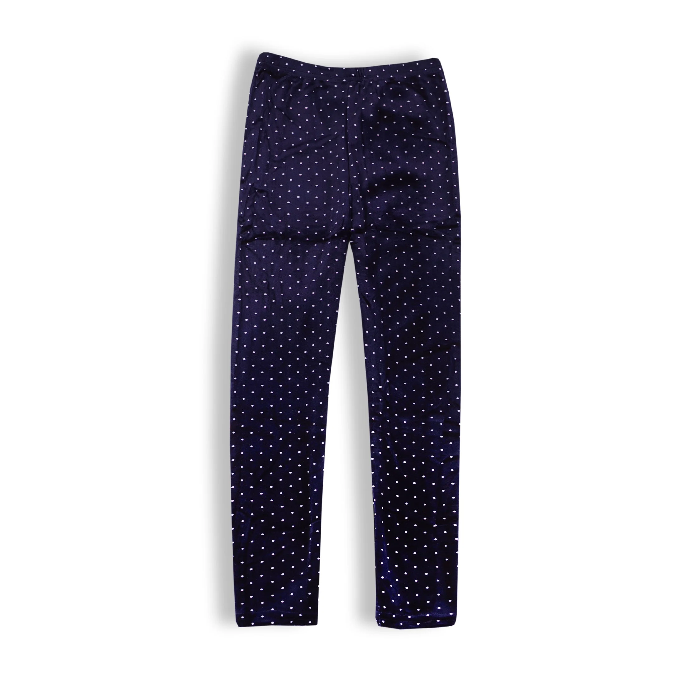 Girls Velvet Fleece Tights Polka Dots Navy Blue - Sunshine - Image 4