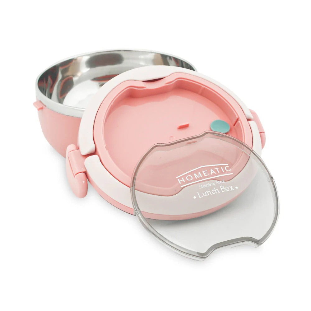 Homeatic Stainless Steel Lunch Box W/Spoon 750Ml Pink - Image 3