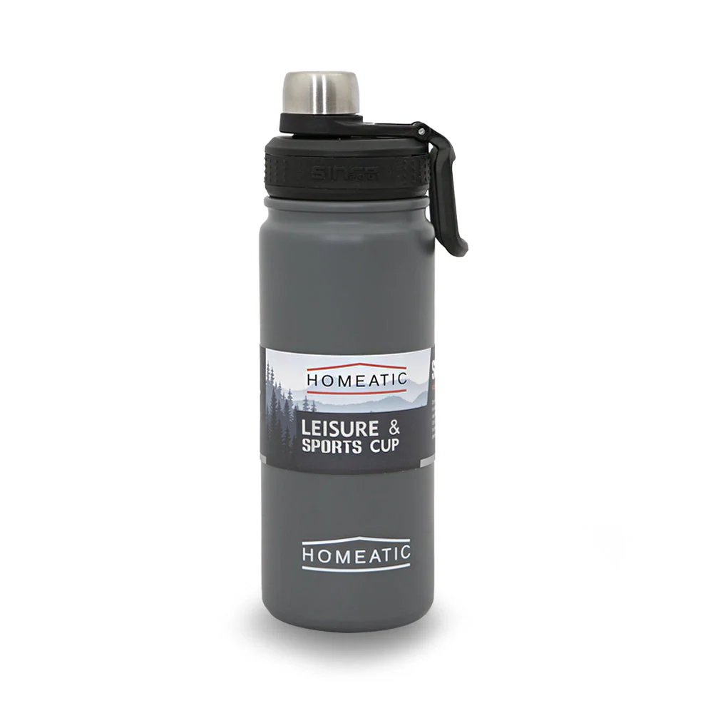 Homeatic Steel Water Bottle 650 Ml Grey