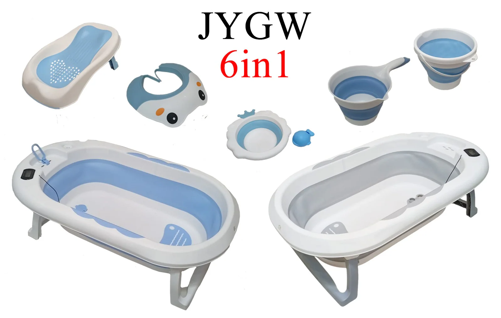 Infantes Baby 6In1 Bath Tub Set Grey - Image 2