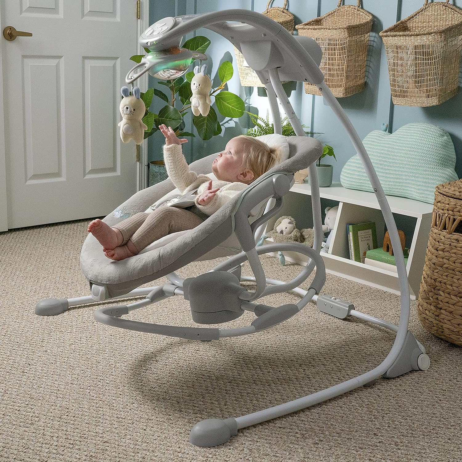 Ingenuity InLighten 2-in-1 Baby Swing & Rocker - Spruce - Image 5