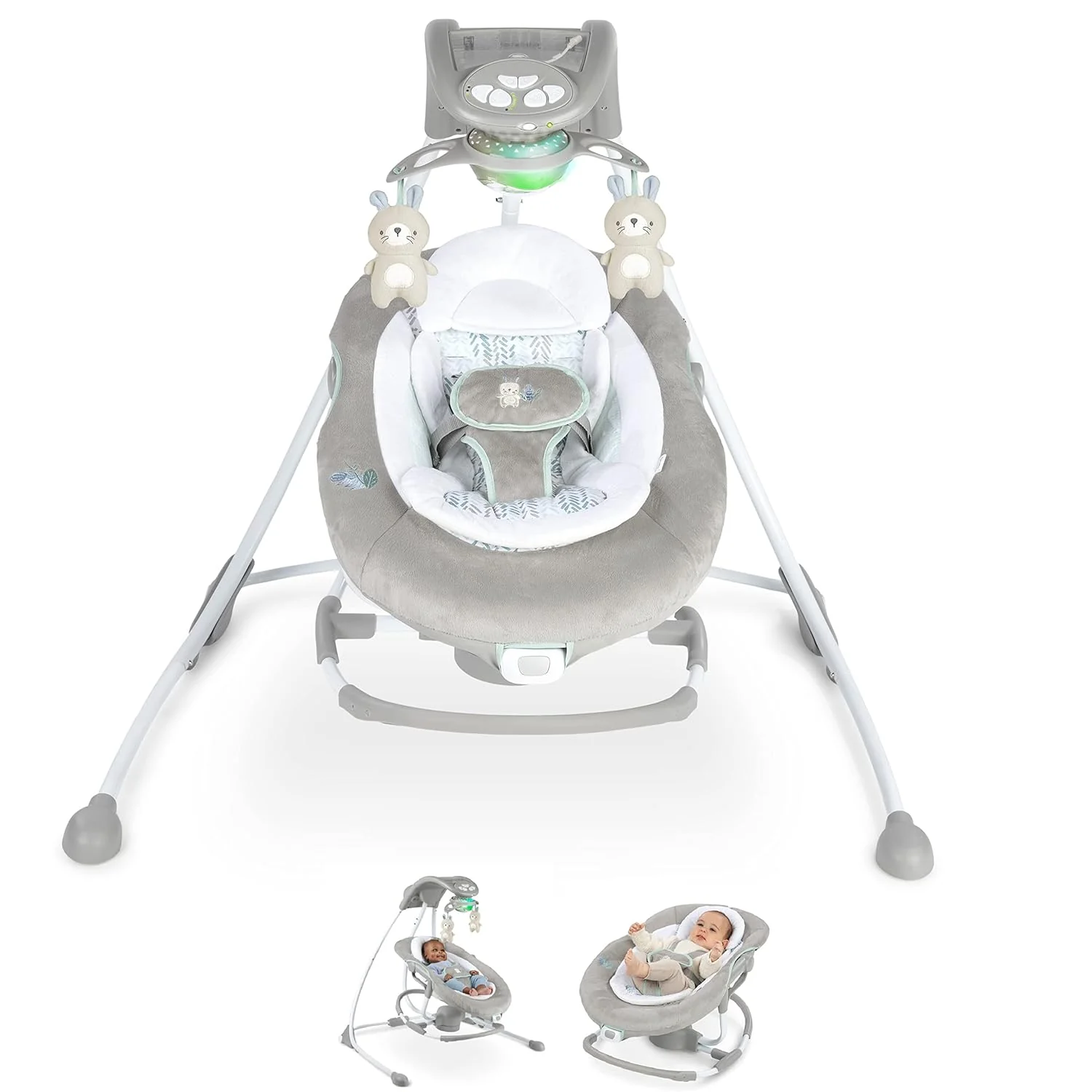Ingenuity InLighten 2-in-1 Baby Swing & Rocker - Spruce - Image 6