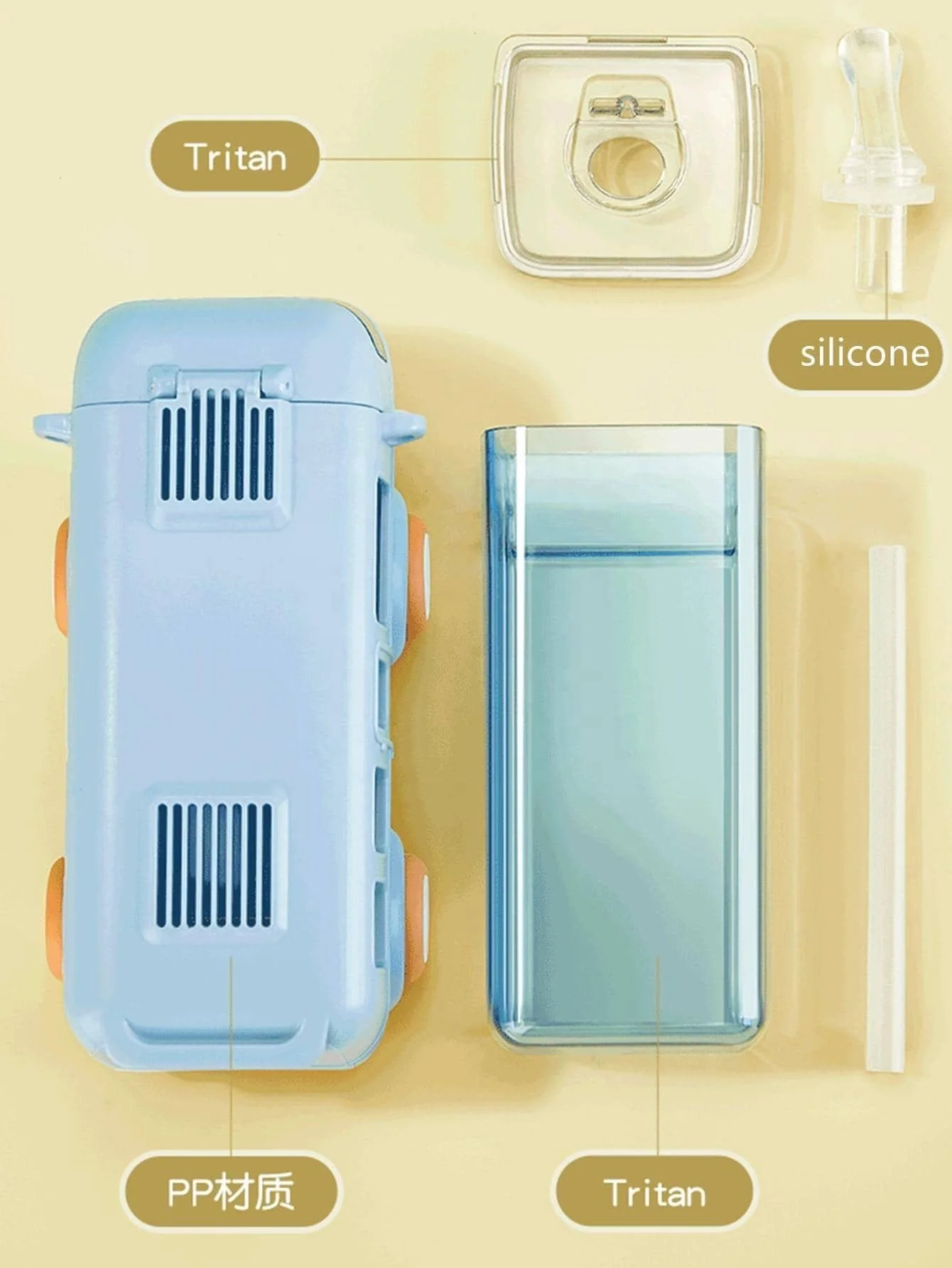 Kids Bus Shaped Straw Water Bottle Blue - Sunshine - Image 4