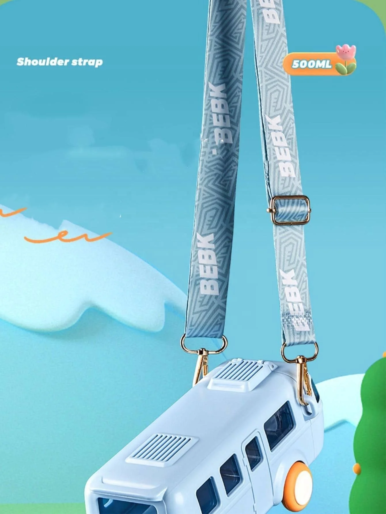Kids Bus Shaped Straw Water Bottle Blue - Sunshine - Image 5