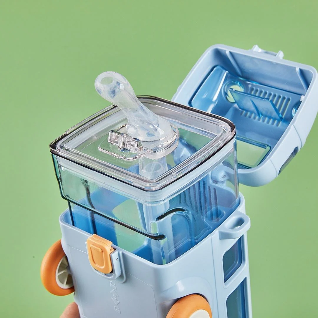 Kids Bus Shaped Straw Water Bottle Blue - Sunshine - Image 6