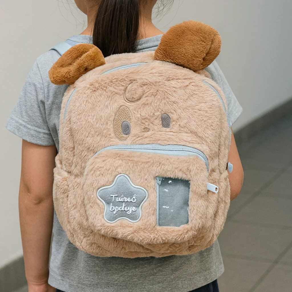 Kids Character Plush Backpack Puppy Brown - Sunshine