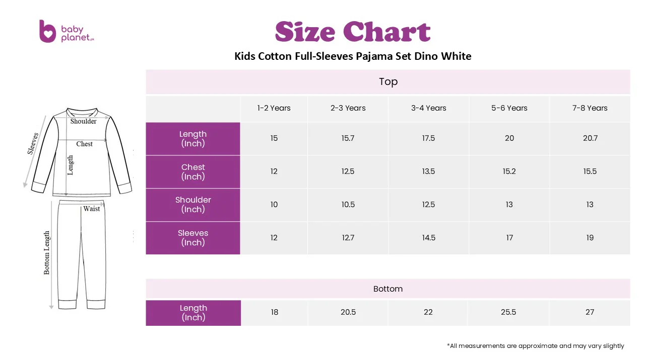Kids Cotton Full-Sleeves Pajama Set Dino White - Mini Charm - Image 3