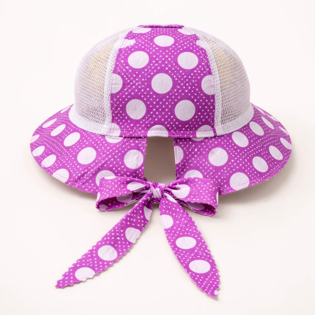 Kids Cotton Hat Polka Dots Purple - Sunshine - Image 2