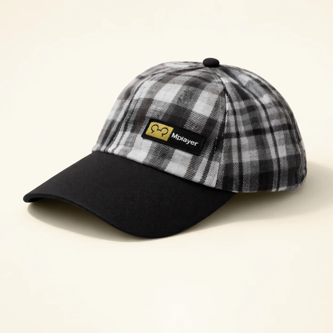 Kids Cotton P-Cap Check Black - Sunshine