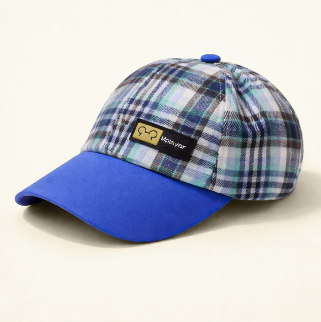 Kids Cotton P-Cap Check Blue - Sunshine