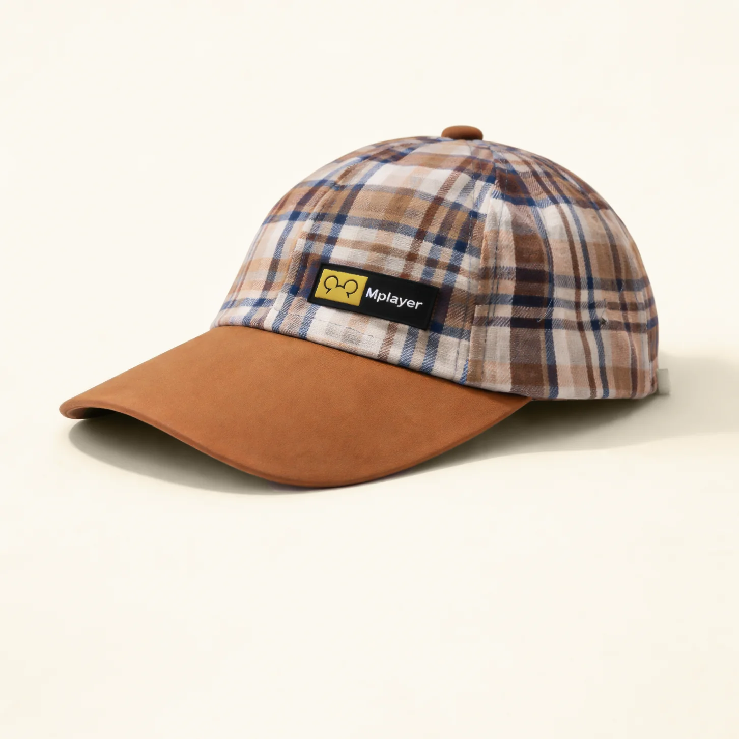 Kids Cotton P-Cap Check Brown - Sunshine