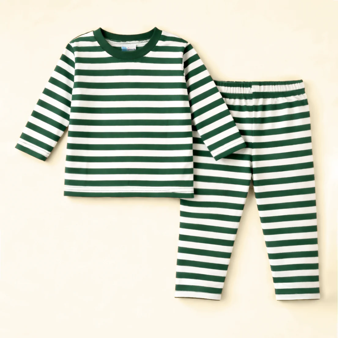 Kids Cotton Pajama Set Stripes Green - Mini Charm