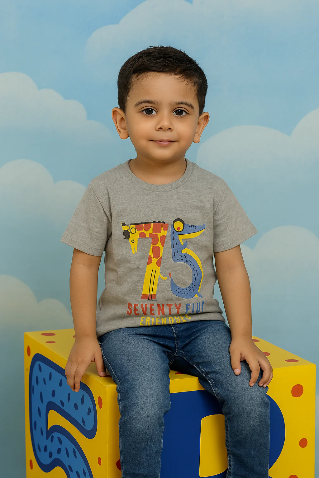 Kids Cotton T-Shirt 75 Friendship Grey - Mini Champ