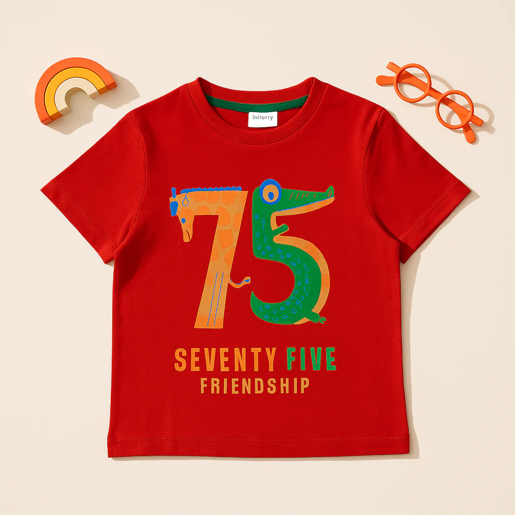 Kids Cotton T-Shirt 75 Friendship Red - Mini Champ - Image 2