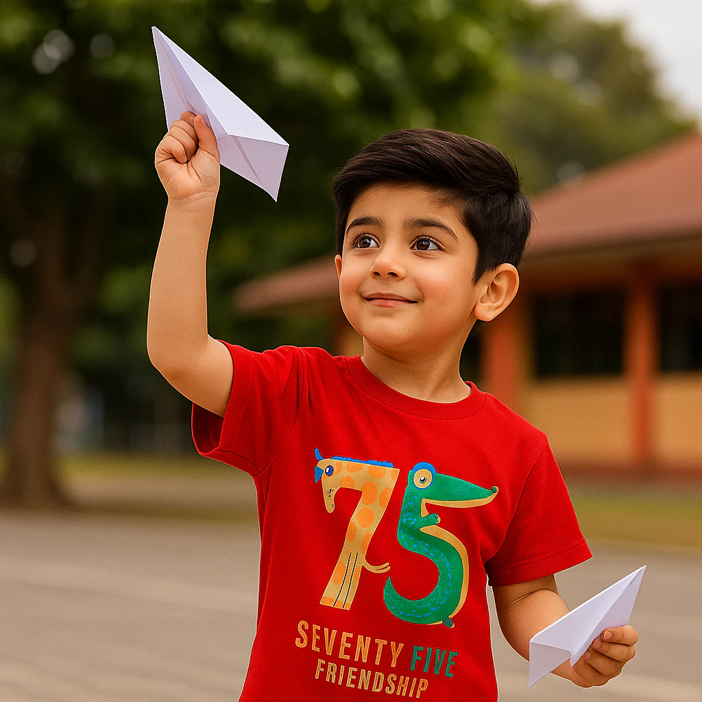 Kids Cotton T-Shirt 75 Friendship Red - Mini Champ - Image 3