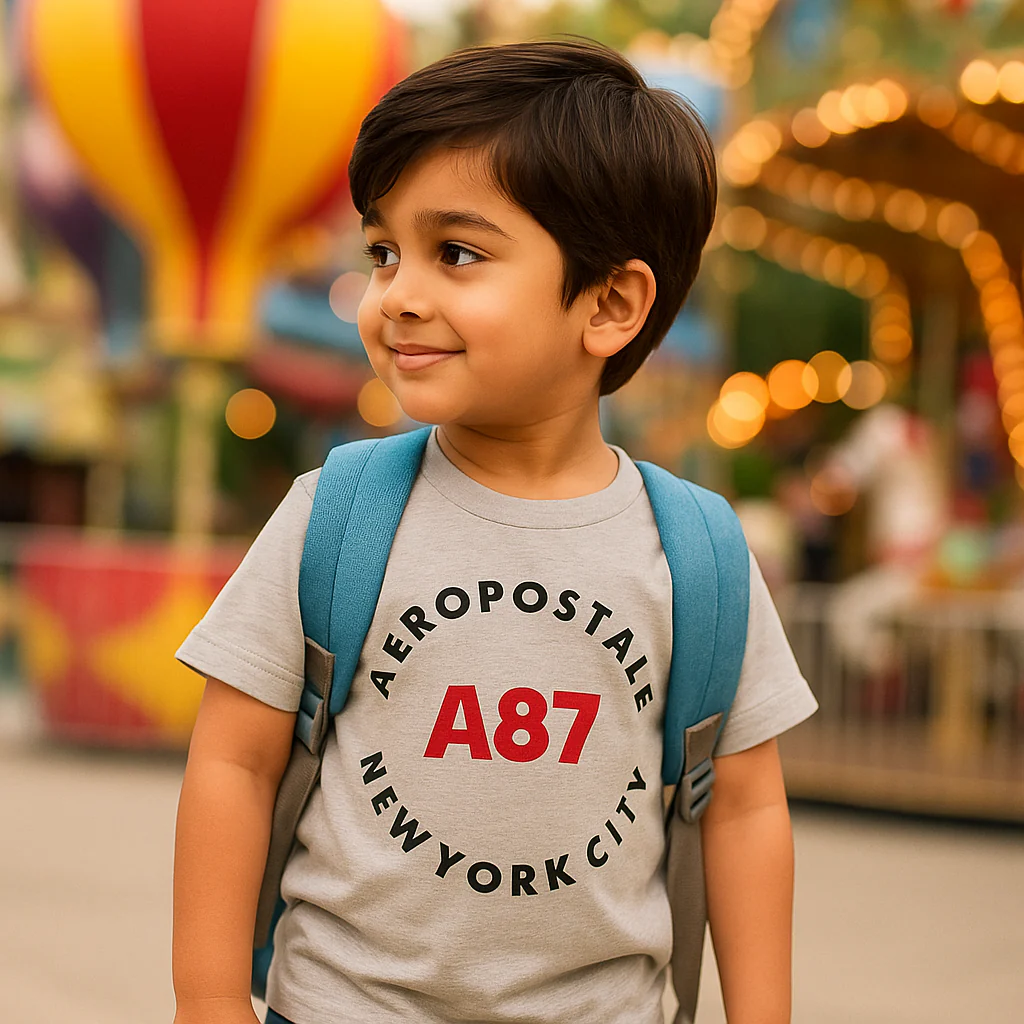 Kids Cotton T-Shirt A87 Grey - Mini Champ - Image 3