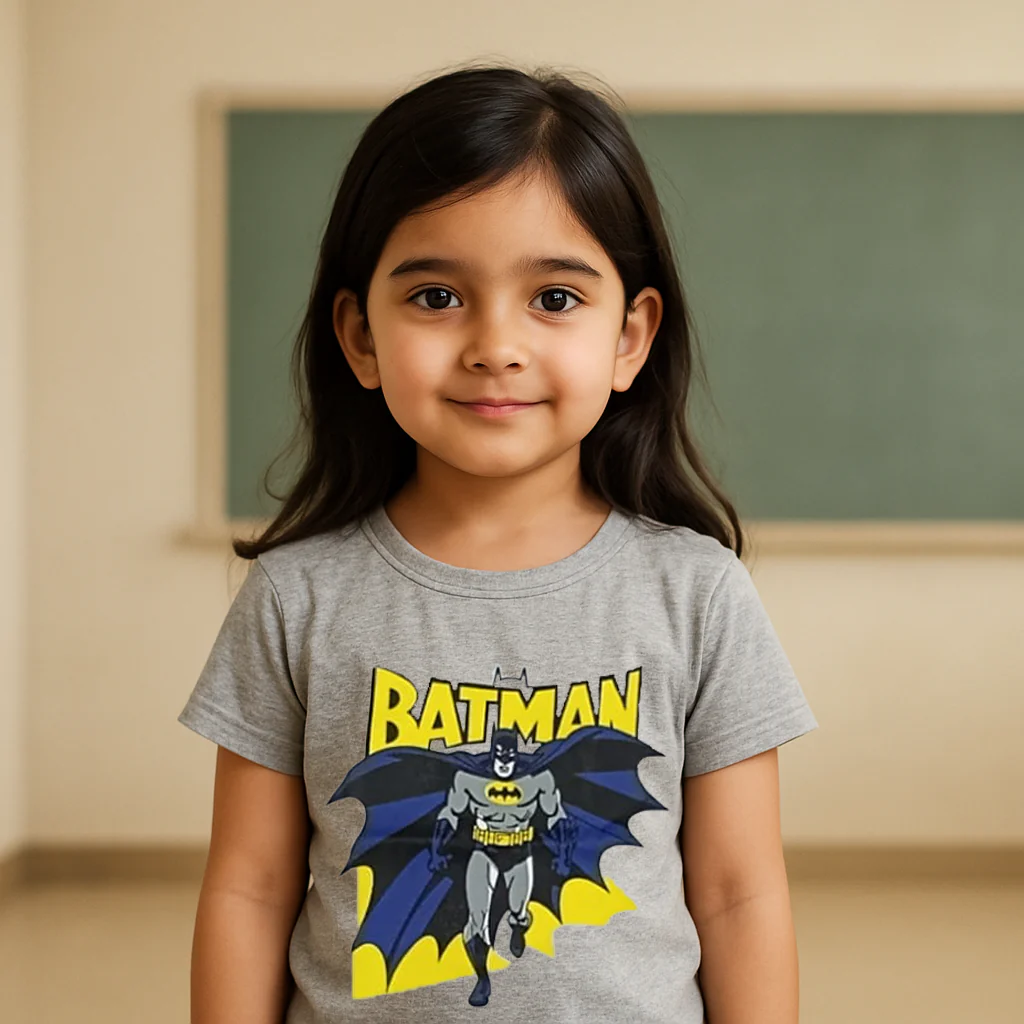 Kids Cotton T-Shirt Batman Kid Grey - Mini Champ - Image 2