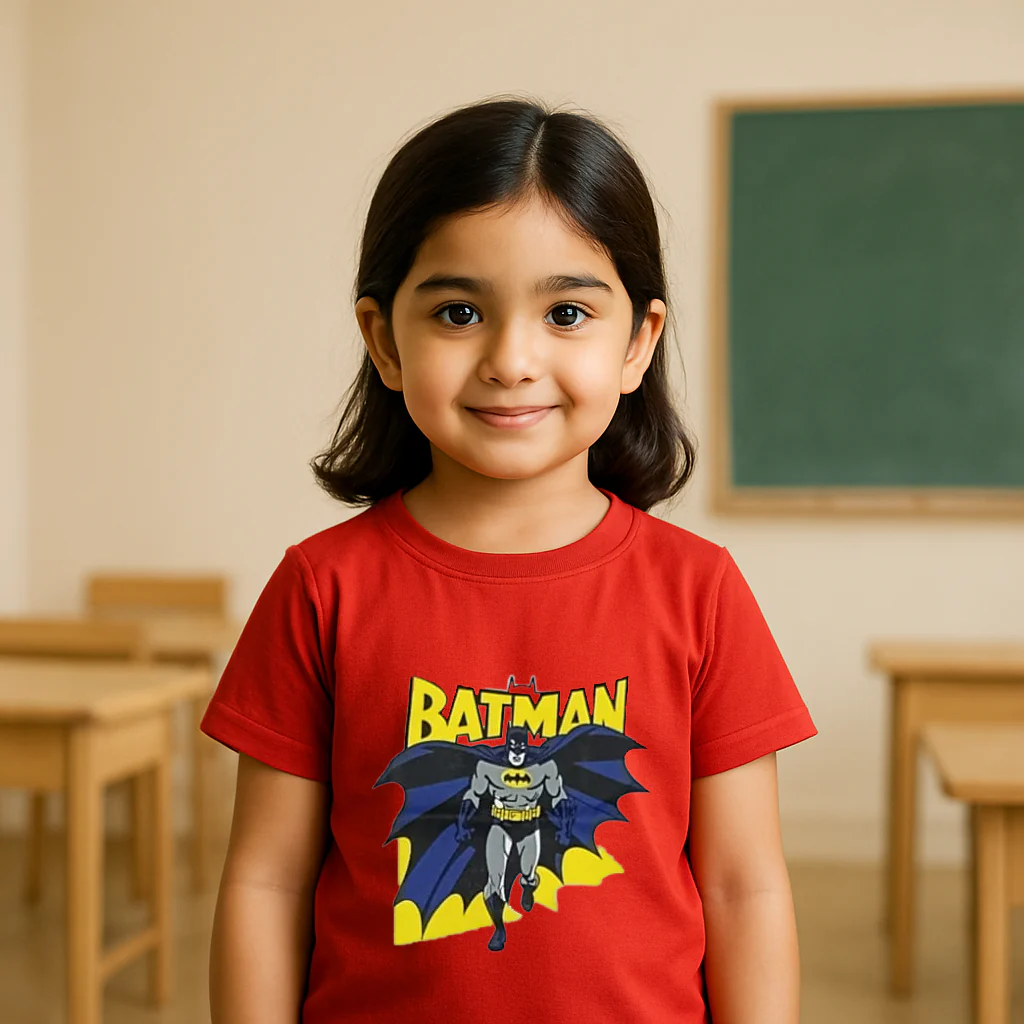 Kids Cotton T-Shirt Batman Kid Red - Mini Champ - Image 2