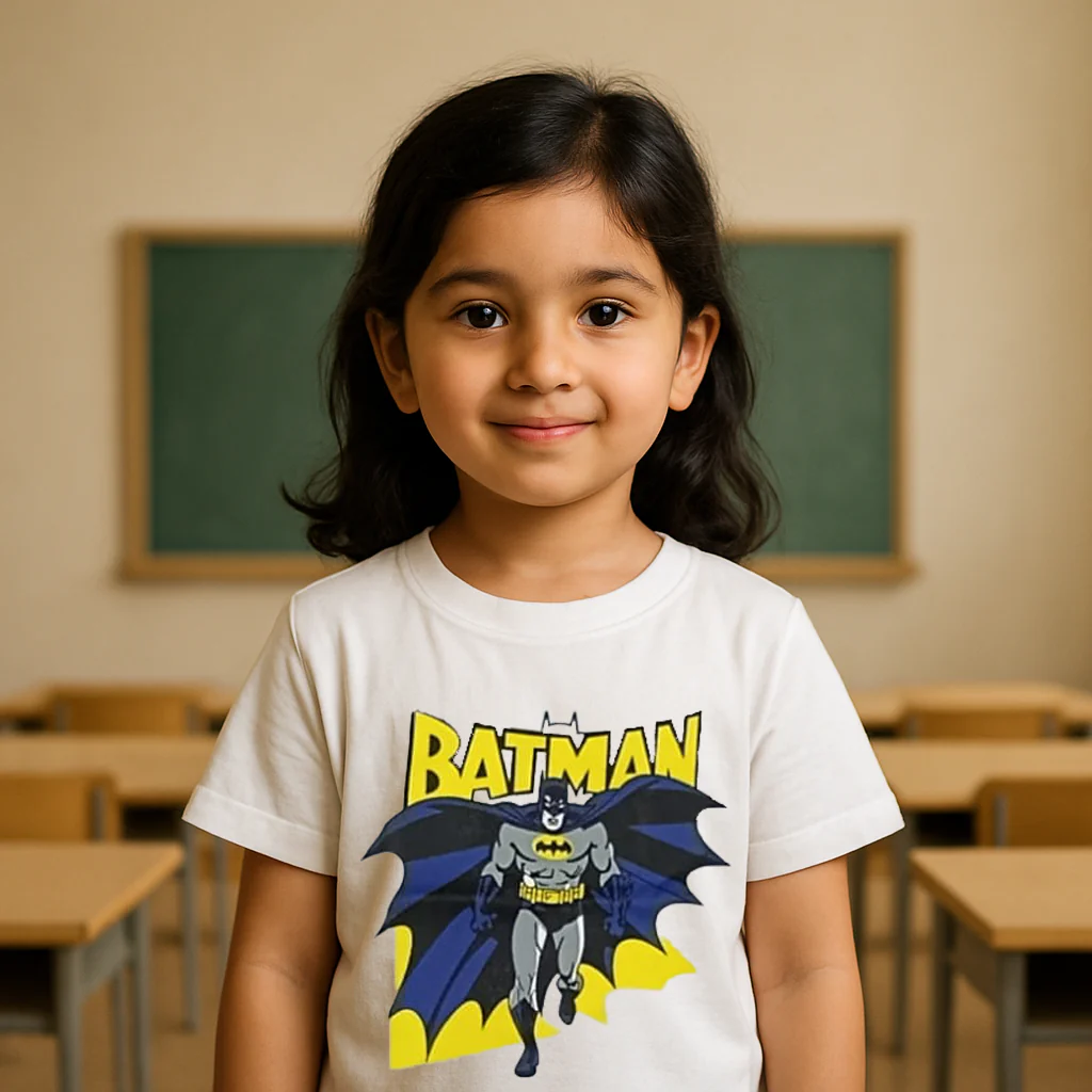 Kids Cotton T-Shirt Batman Kid White - Mini Champ - Image 2