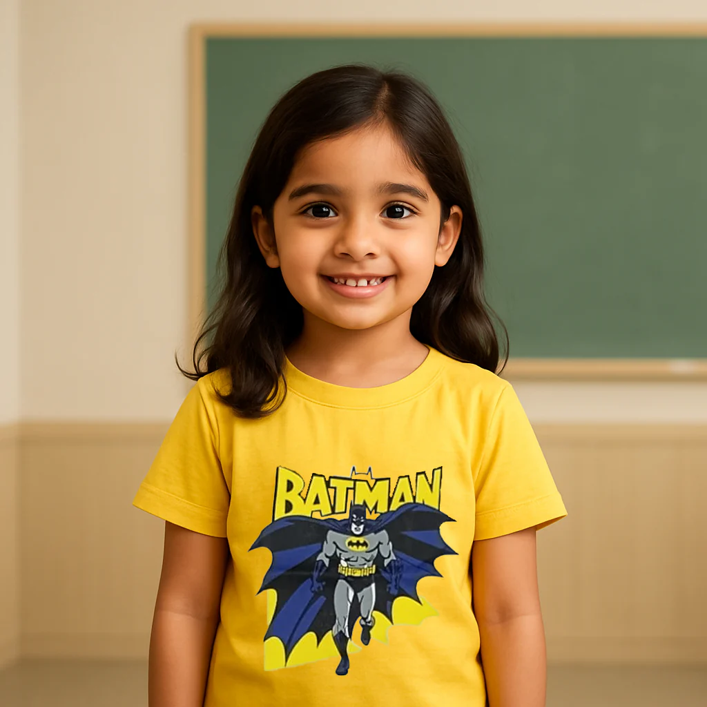 Kids Cotton T-Shirt Batman Kid Yellow - Mini Champ - Image 2