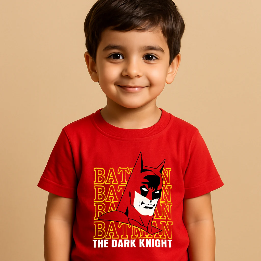 Kids Cotton T-Shirt Batman Red - Mini Champ