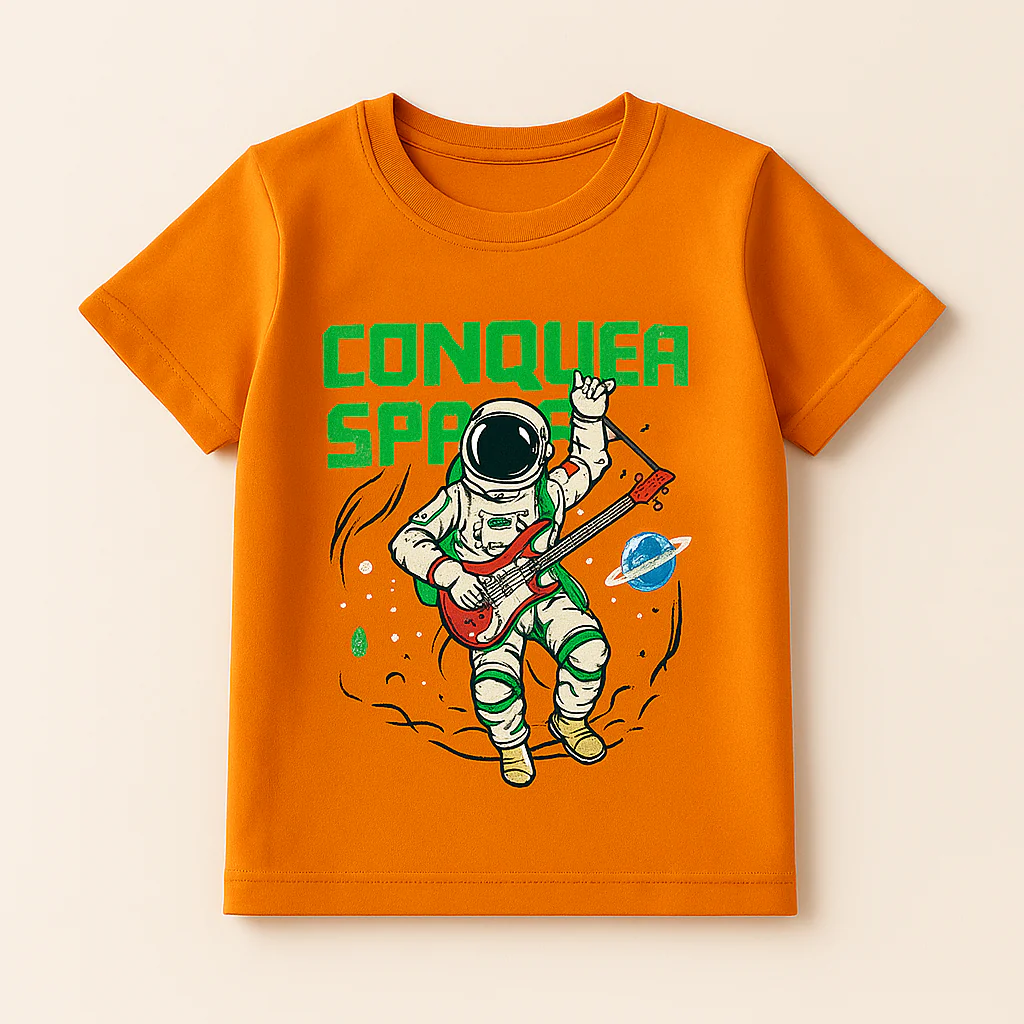 Kids Cotton T-Shirt Conquer Orange - Mini Champ