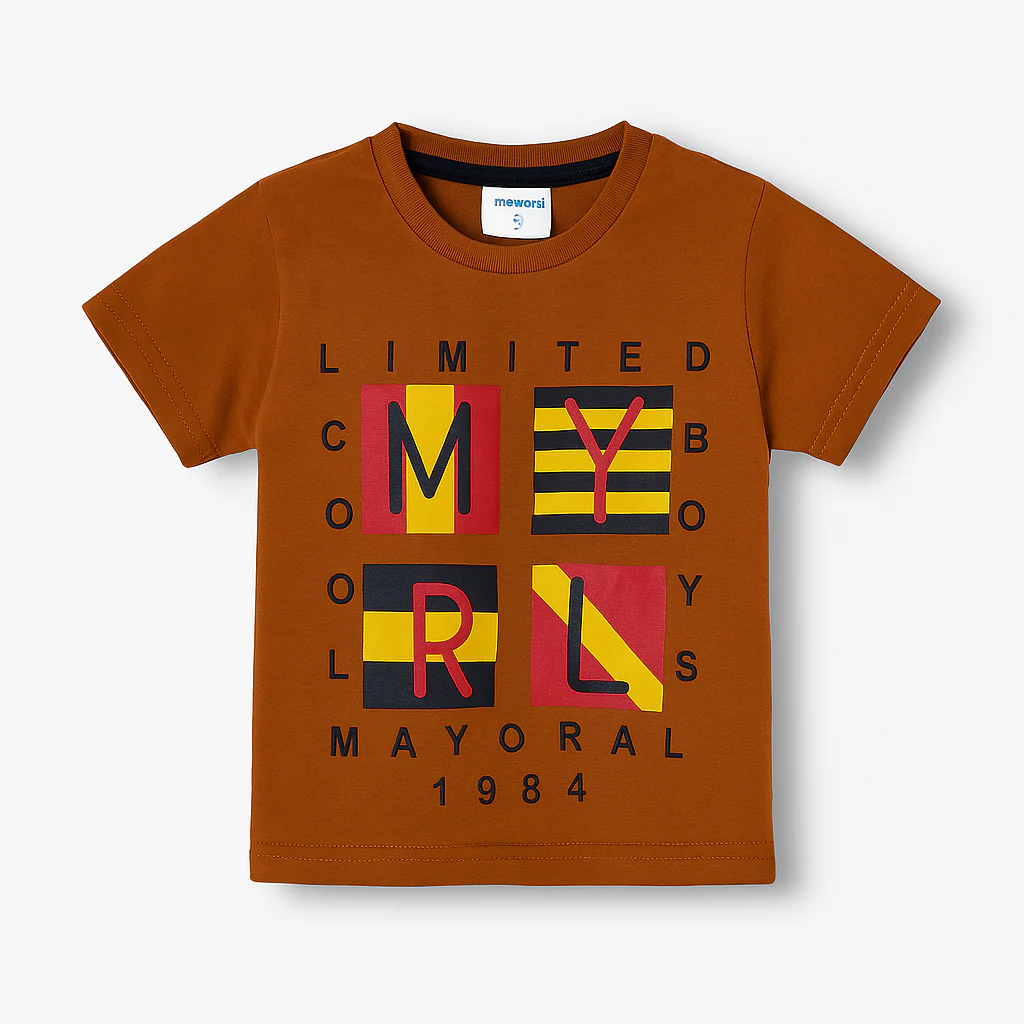 Kids Cotton T-Shirt Cool Boys Brown - Mini Champ - Image 2