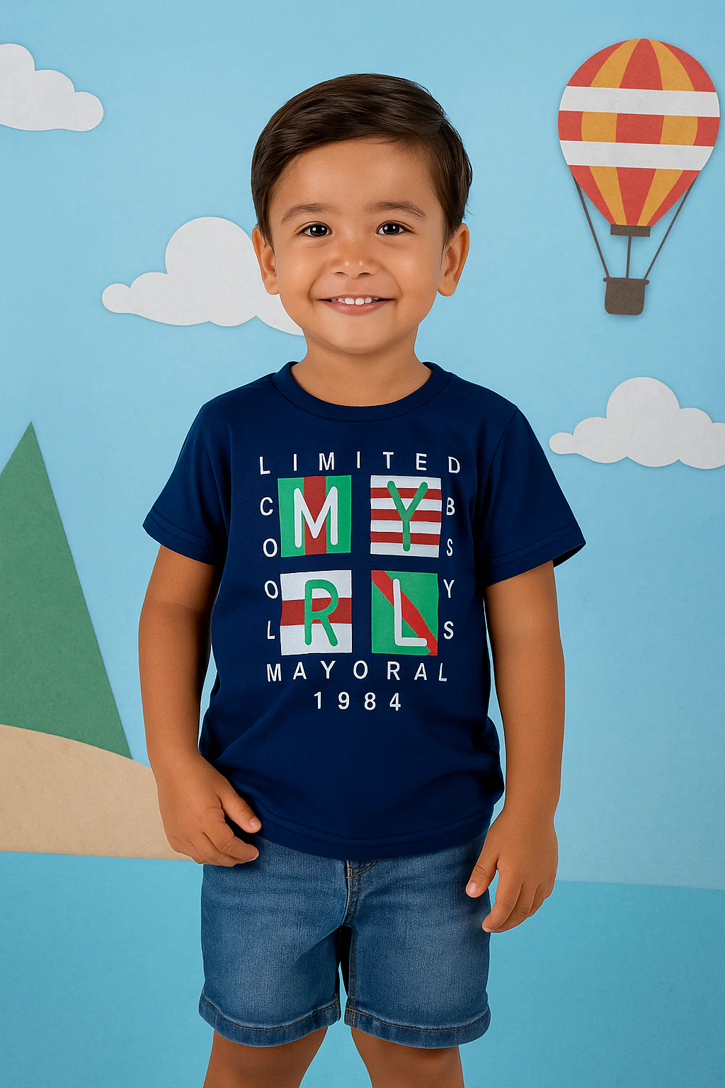 Kids Cotton T-Shirt Cool Boys Navy Blue - Mini Champ