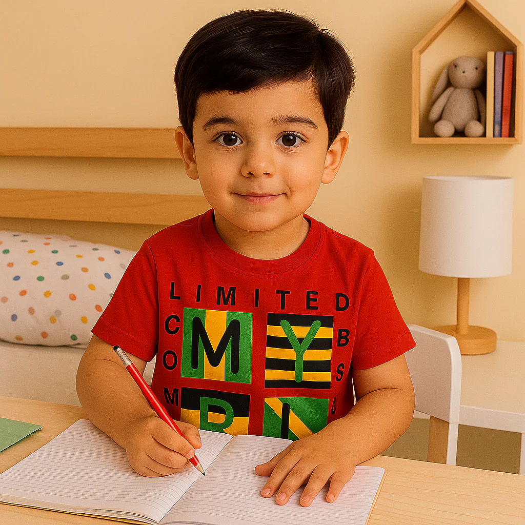 Kids Cotton T-Shirt Cool Boys Red - Mini Champ - Image 3